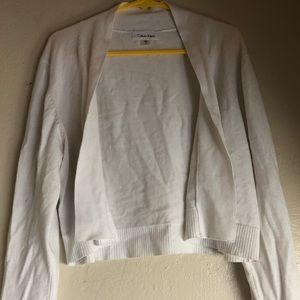 Calvin Klein White Sleeve Knit Cropped Topper